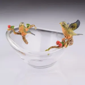 Colorful Birds on Glass Plate