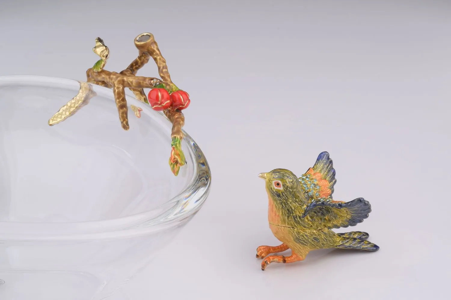 Colorful Birds on Glass Plate