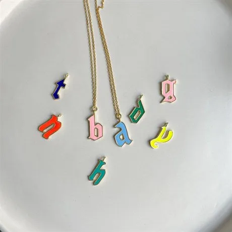Colorful Enamel Letter Necklace