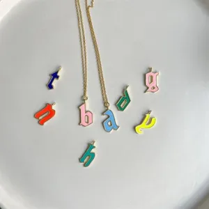 Colorful Enamel Letter Necklace