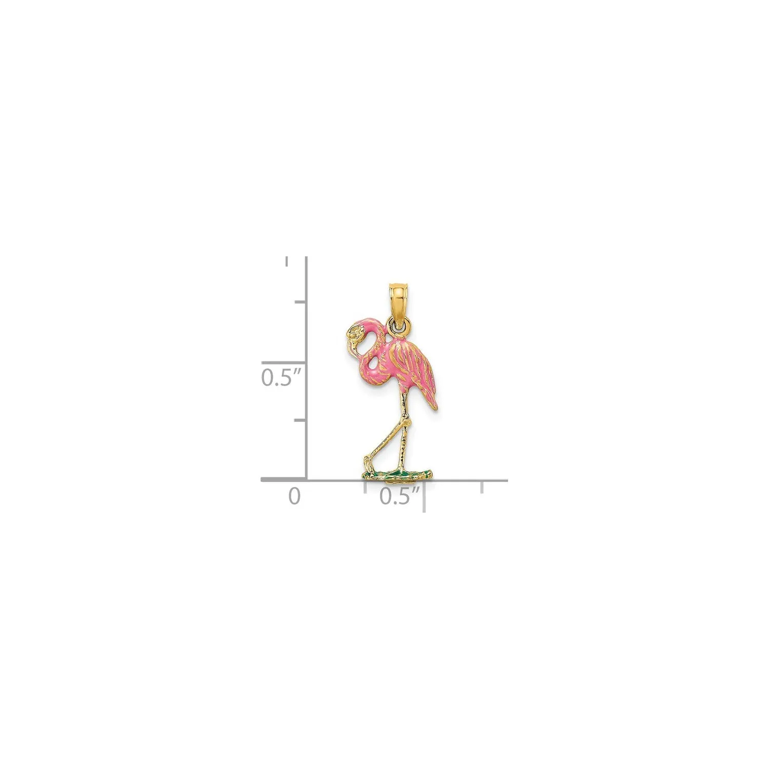 Colorful Flamingo 3D Pendant (14K)