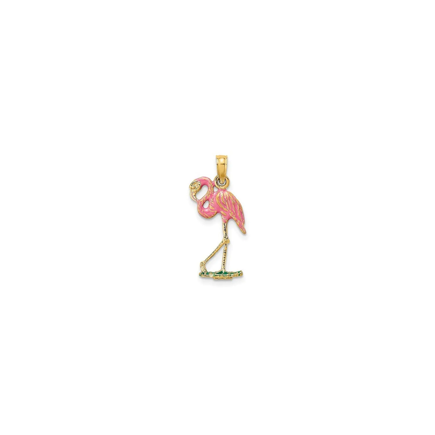 Colorful Flamingo 3D Pendant (14K)