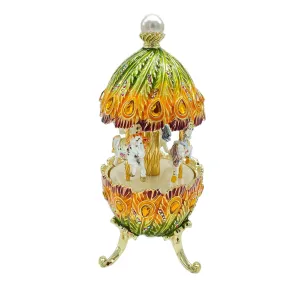 Colorful Musical Carousel with Royal Horses