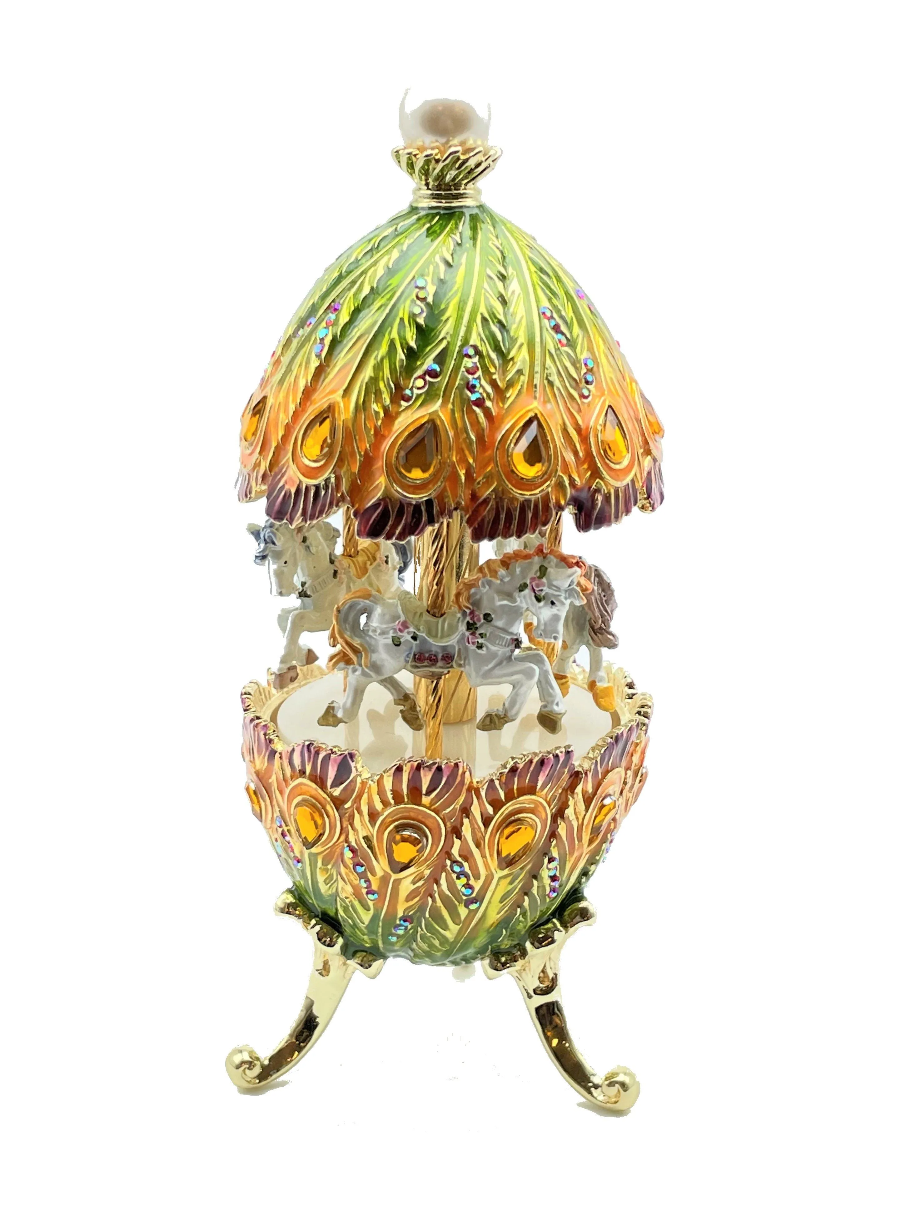 Colorful Musical Carousel with Royal Horses