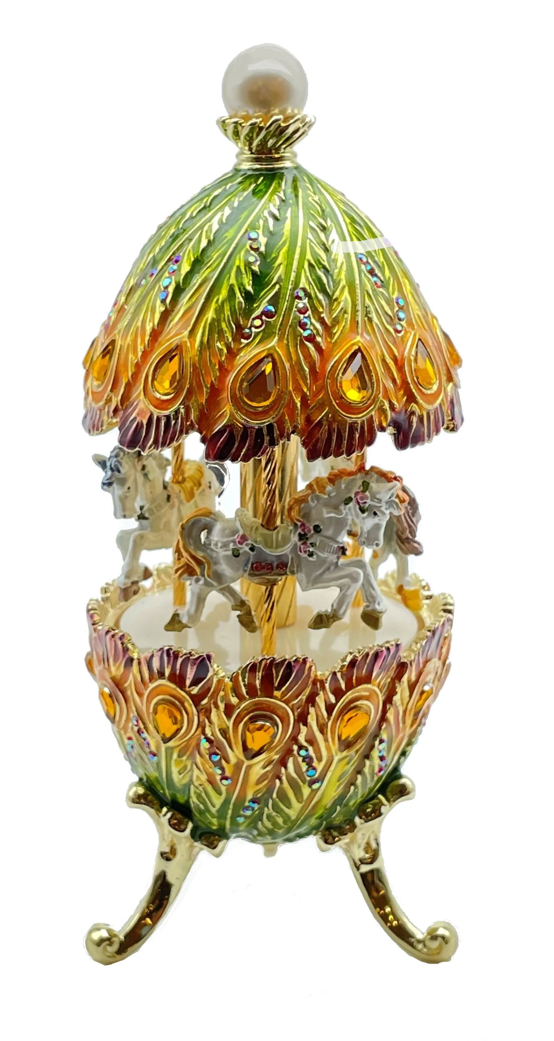 Colorful Musical Carousel with Royal Horses