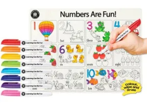 Colour In Placemat Numbers  8pk markers