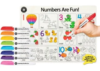 Colour In Placemat Numbers  8pk markers