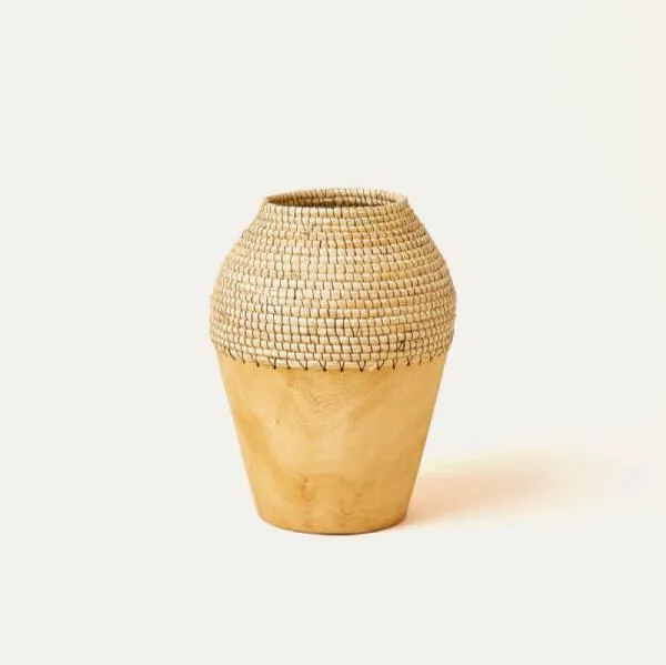Copabu Wood   Raffia Vase