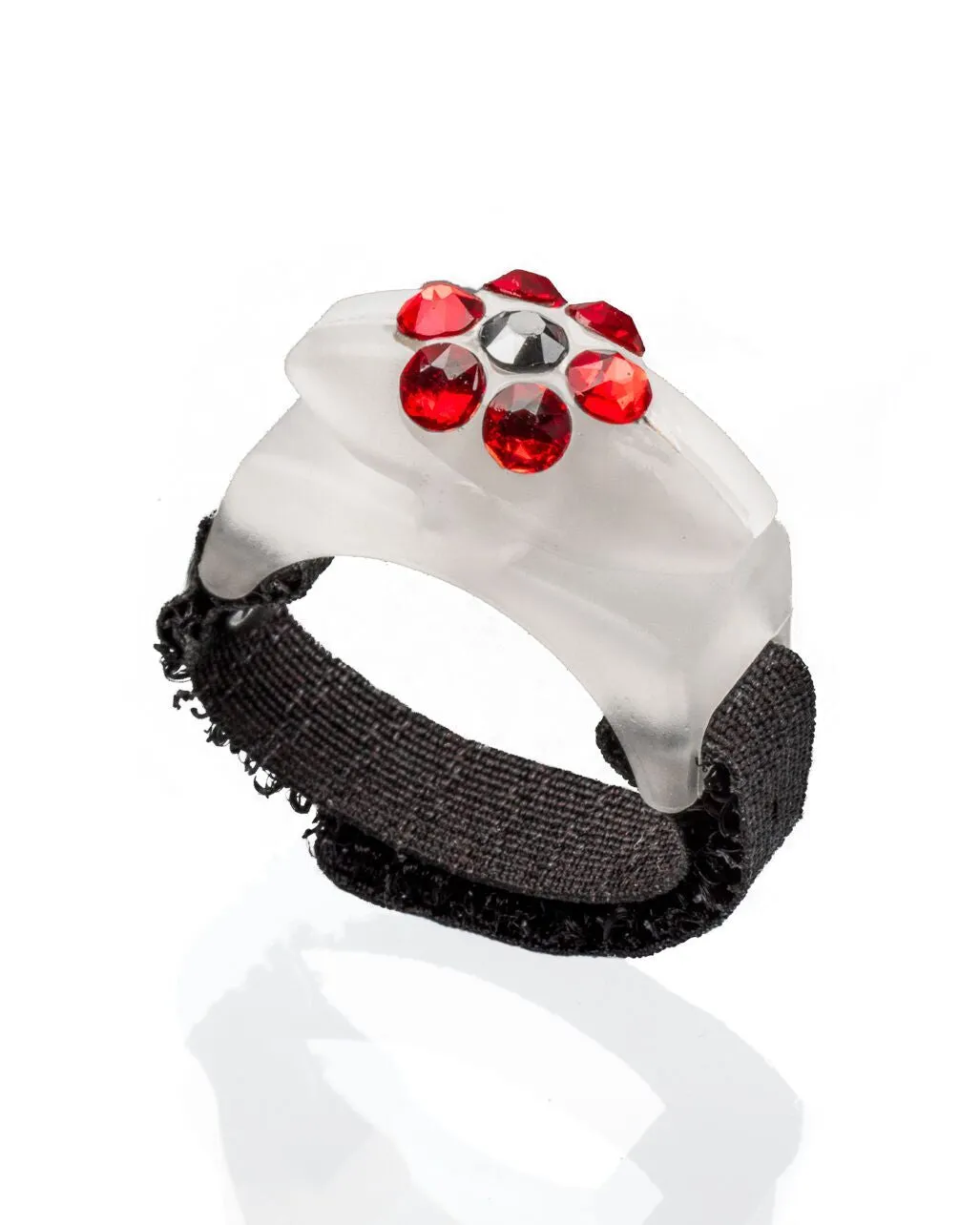 Crystallized Red Flower Pattern Glow-in-the-Dark Ring