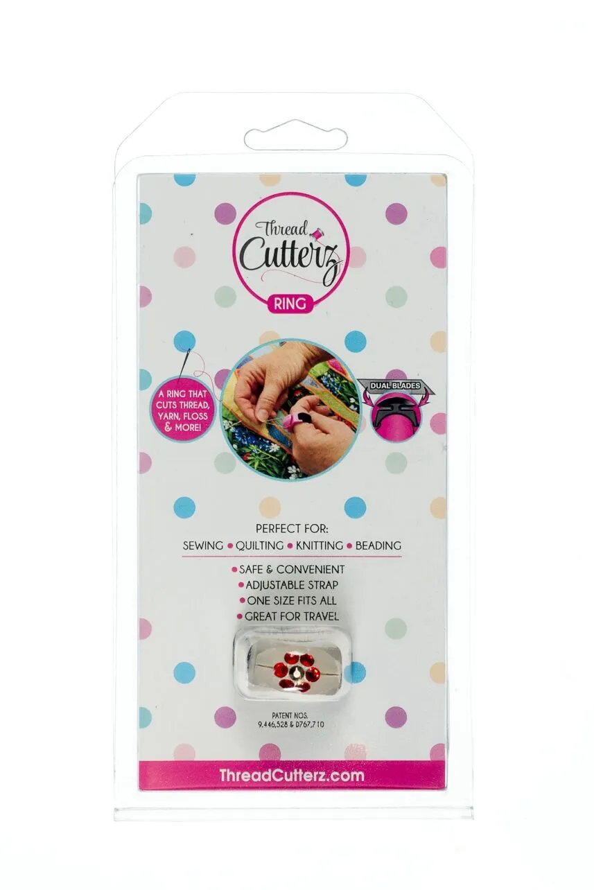 Crystallized Red Flower Pattern Glow-in-the-Dark Ring