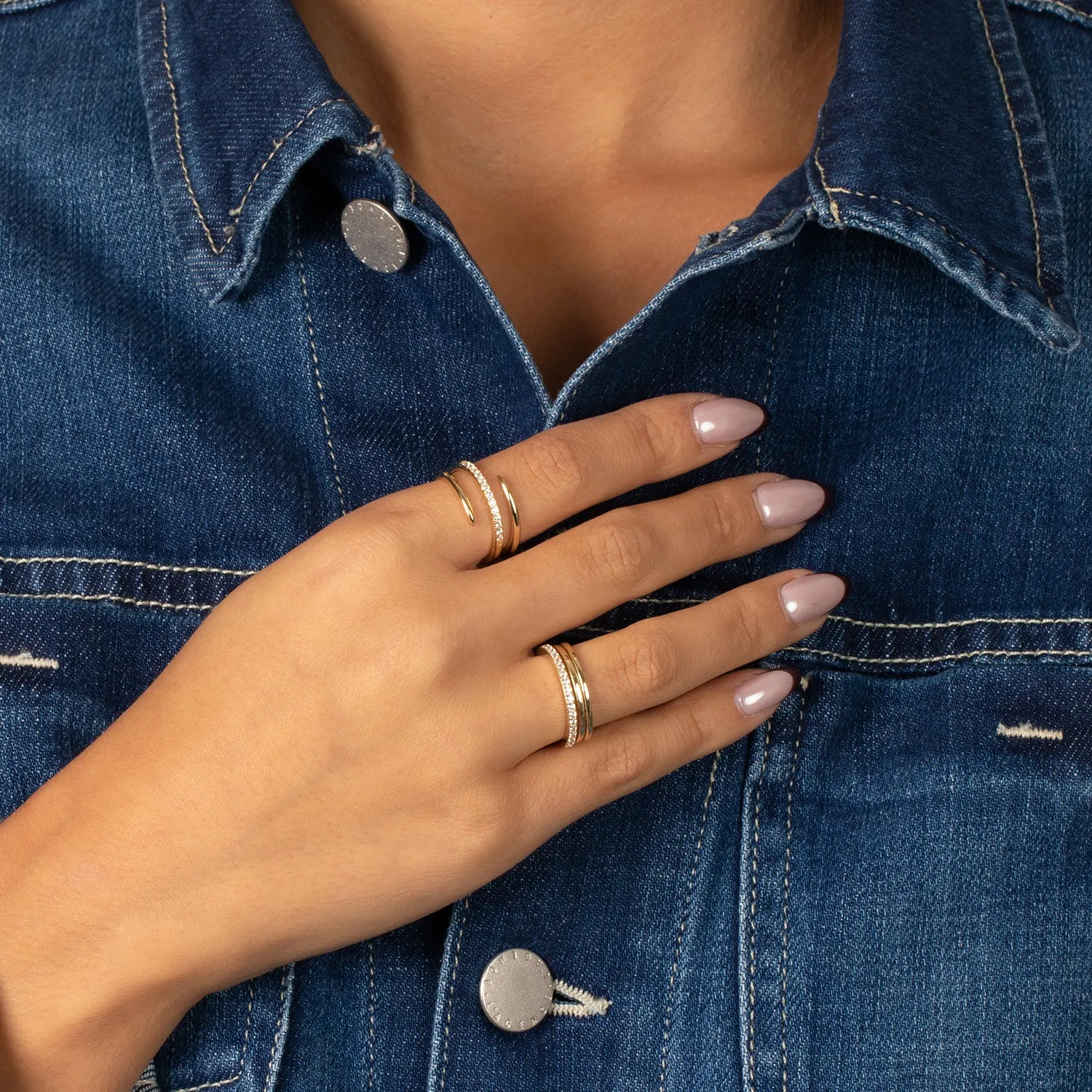 CZ Pave X Solid Triple Wrap Ring