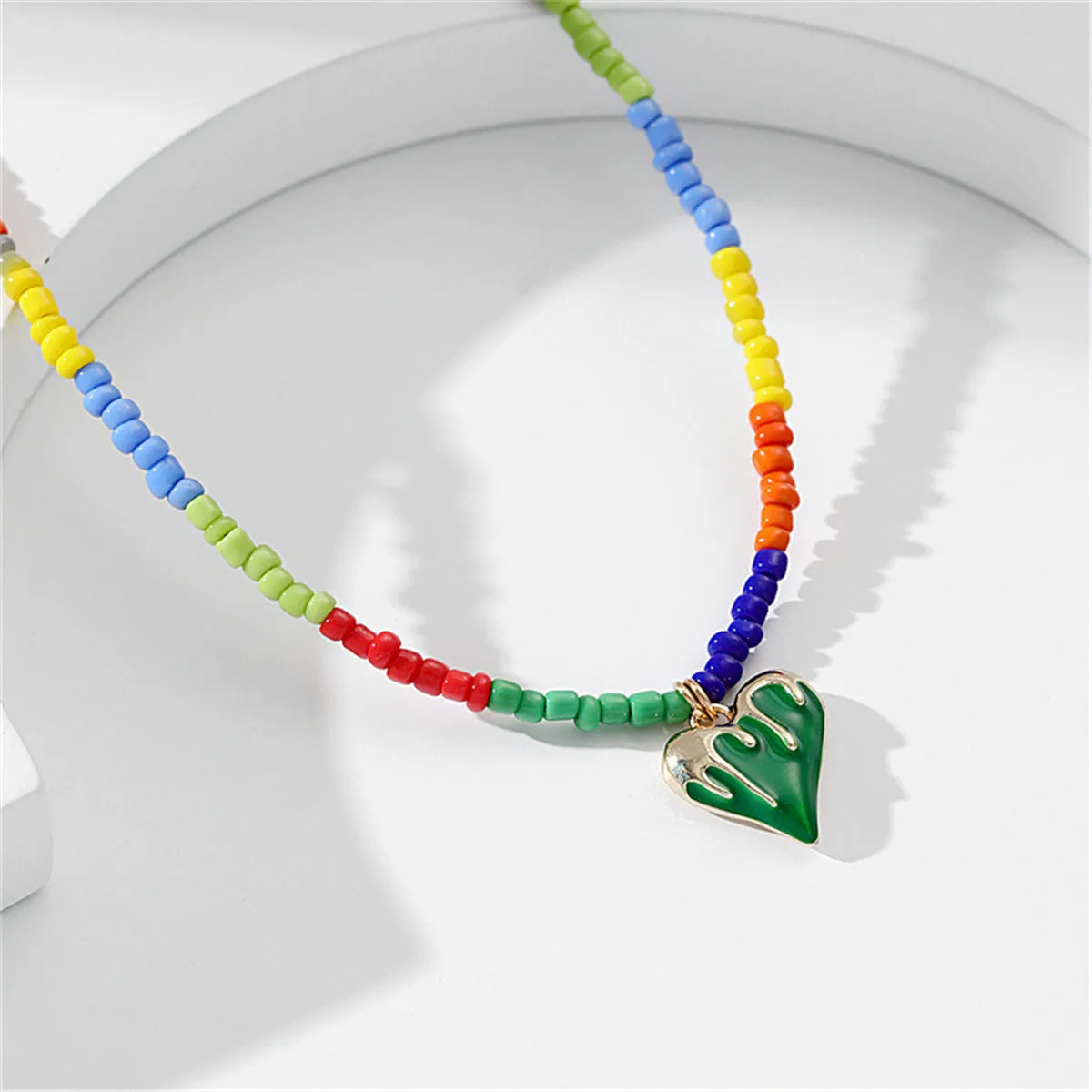 Dark Blue & Yellow Howlite Two-Tone Heart Pendant Necklace