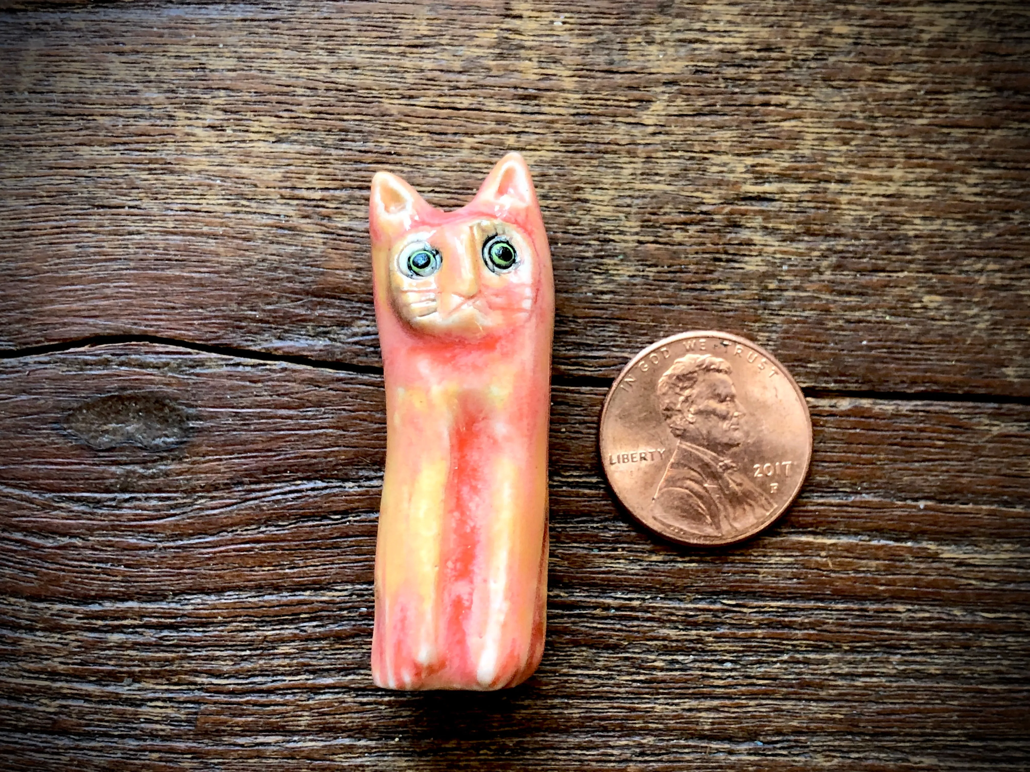 Diane Hawkey Cat Bead - Orange