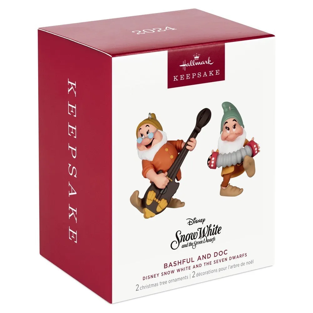Disney Snow White and the Seven Dwarfs Bashful and Doc Hallmark Keepsake Ornaments Set of 2