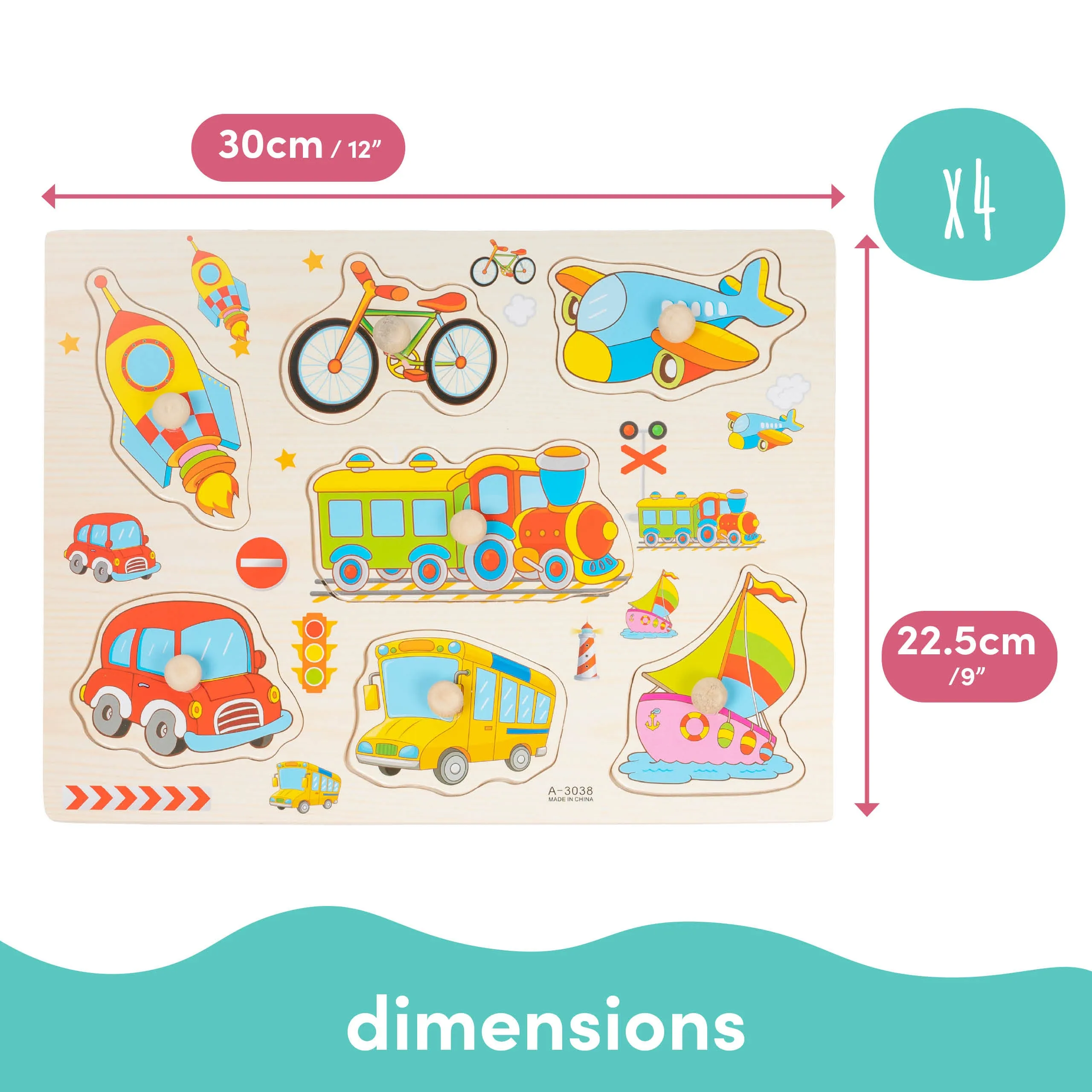 Early Learning Educational Wooden Peg Puzzles