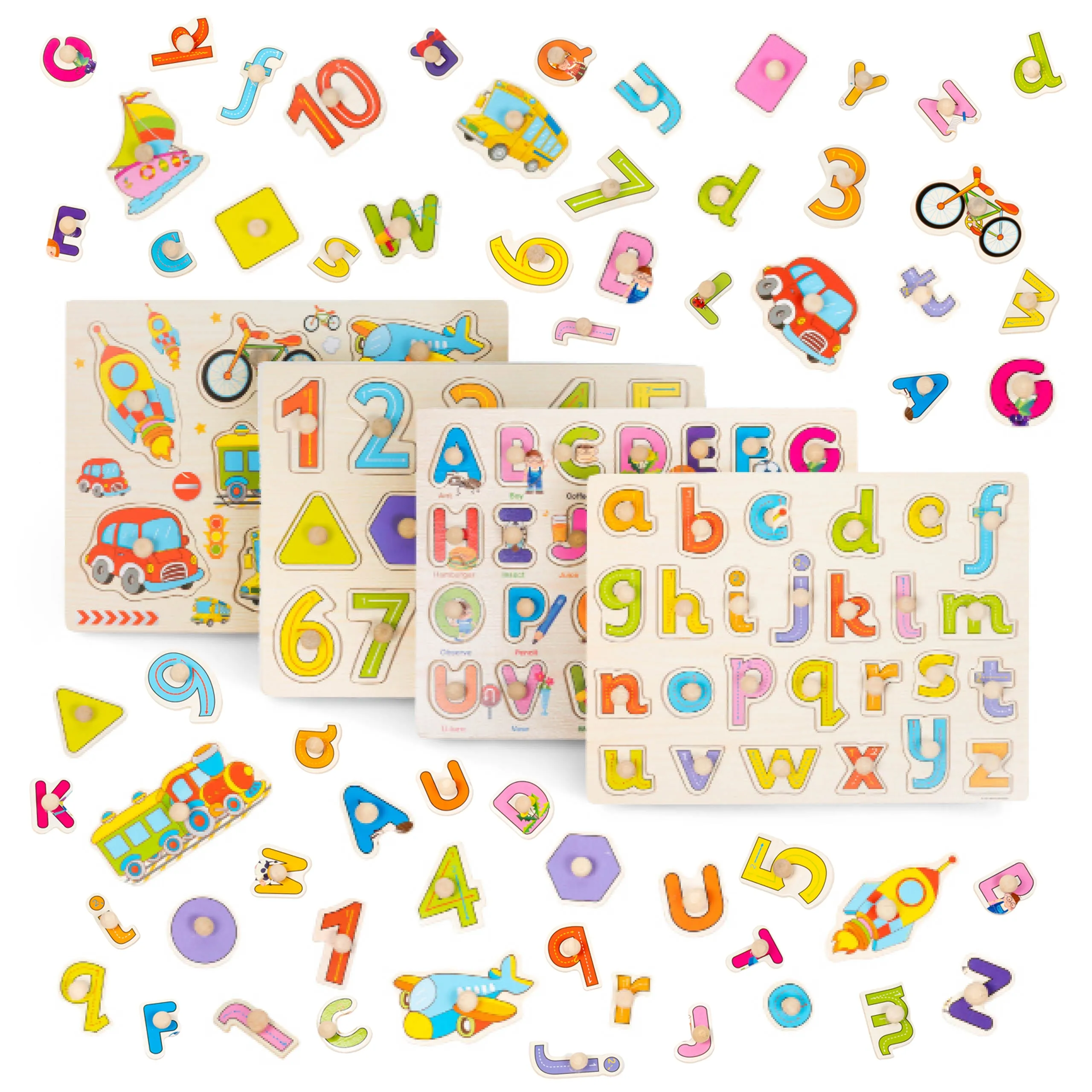Early Learning Educational Wooden Peg Puzzles