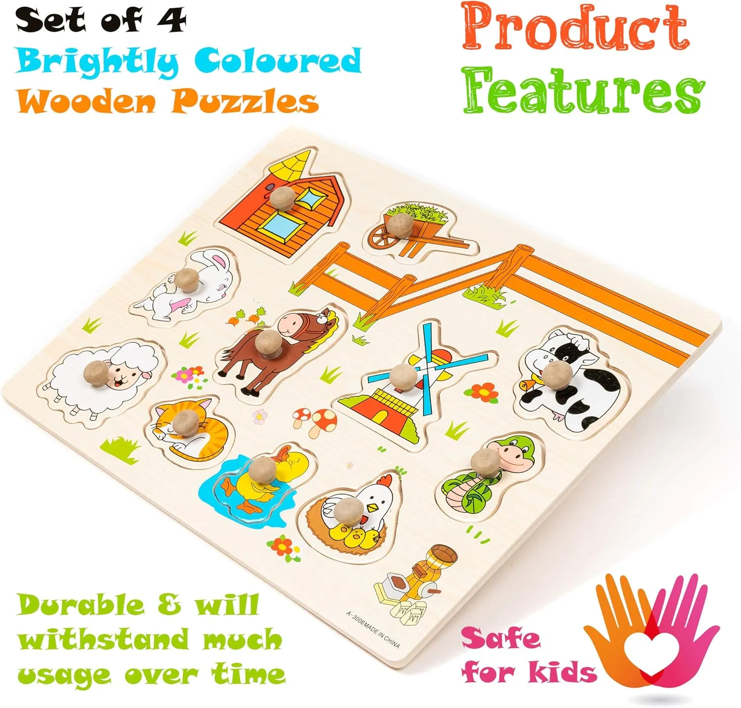 Early Learning Wooden Peg Wildlife Puzzles