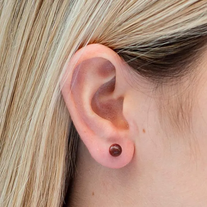 Earth Accessories Ball Stud Earrings for Women - Earring Set with Organic Wood - Ear Rings with Surgical Steel