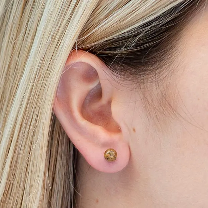 Earth Accessories Ball Stud Earrings for Women - Earring Set with Organic Wood - Ear Rings with Surgical Steel
