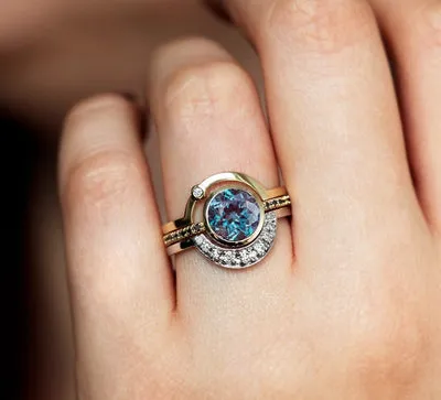 Eclipse Alexandrite Ring Set
