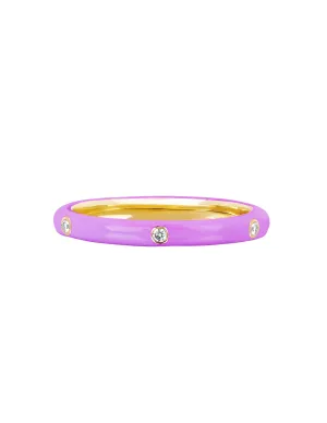 EF Collection 3 Diamond & Lavender Enamel Stack Ring