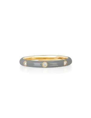 EF Collection 3 Diamond & Light Gray Enamel Stack Ring