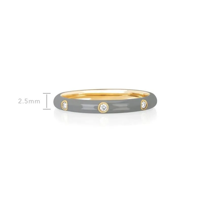 EF Collection 3 Diamond & Light Gray Enamel Stack Ring