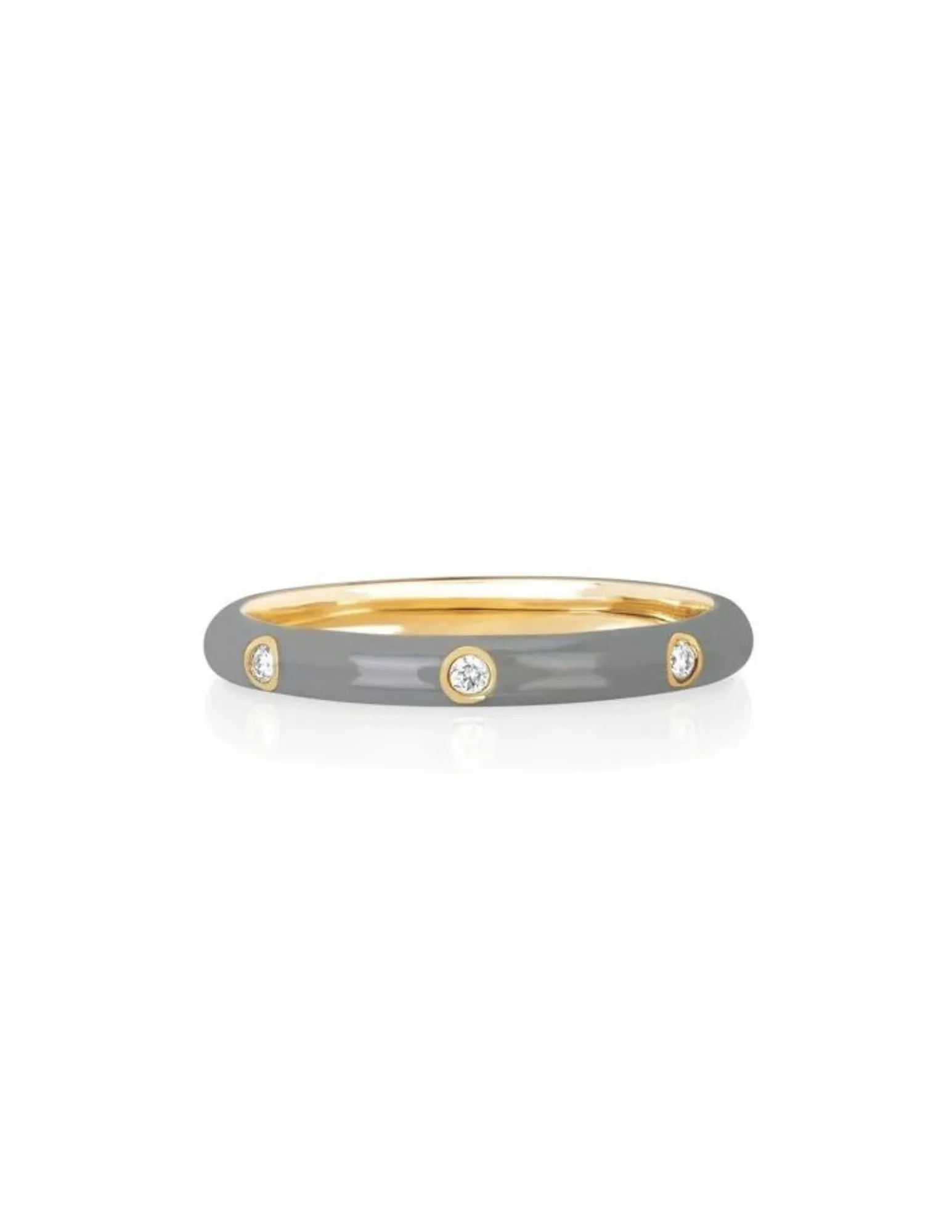 EF Collection 3 Diamond & Light Gray Enamel Stack Ring