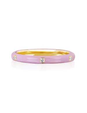 EF Collection 3 Diamond & Light Pink Enamel Stack Ring