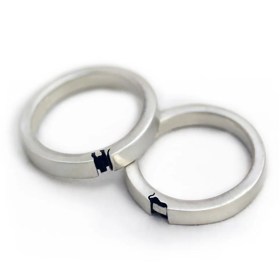 Elephant love - Couple matching ring set