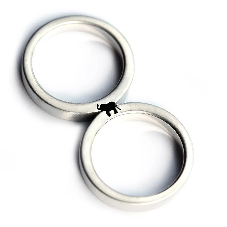 Elephant love - Couple matching ring set