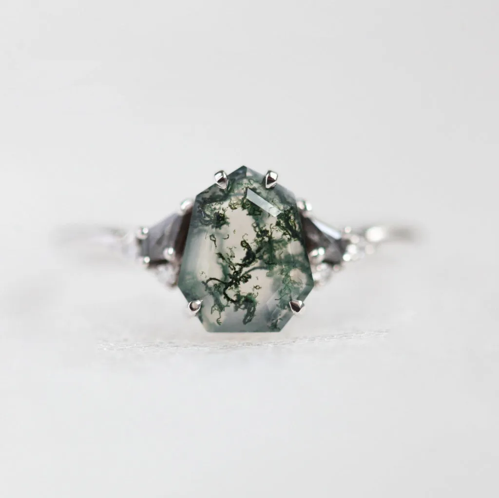 Eloise Heptagon Moss Agate Ring