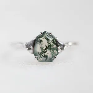 Eloise Heptagon Moss Agate Ring