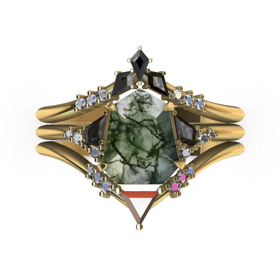 Eloise Heptagon Moss Agate Ring