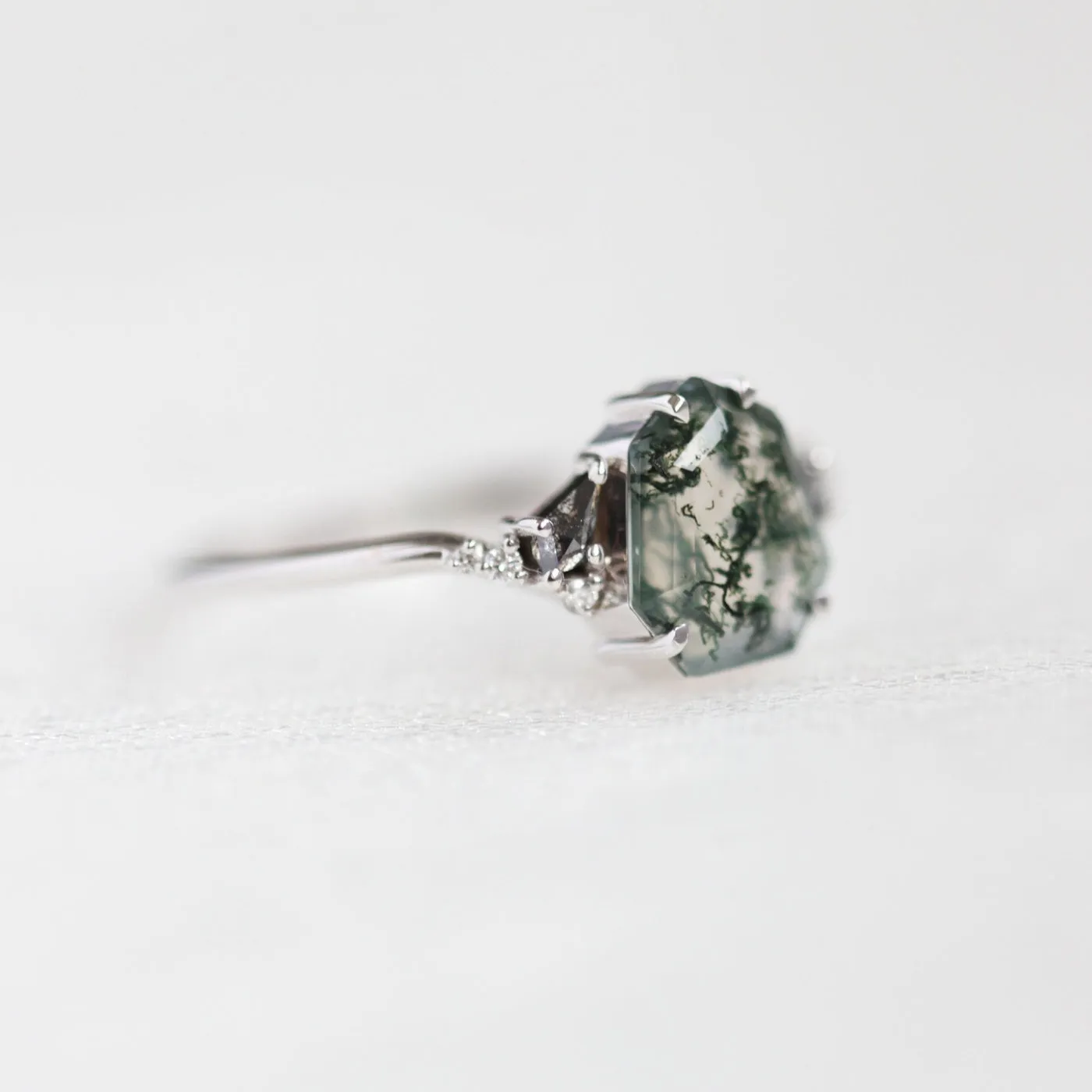 Eloise Heptagon Moss Agate Ring