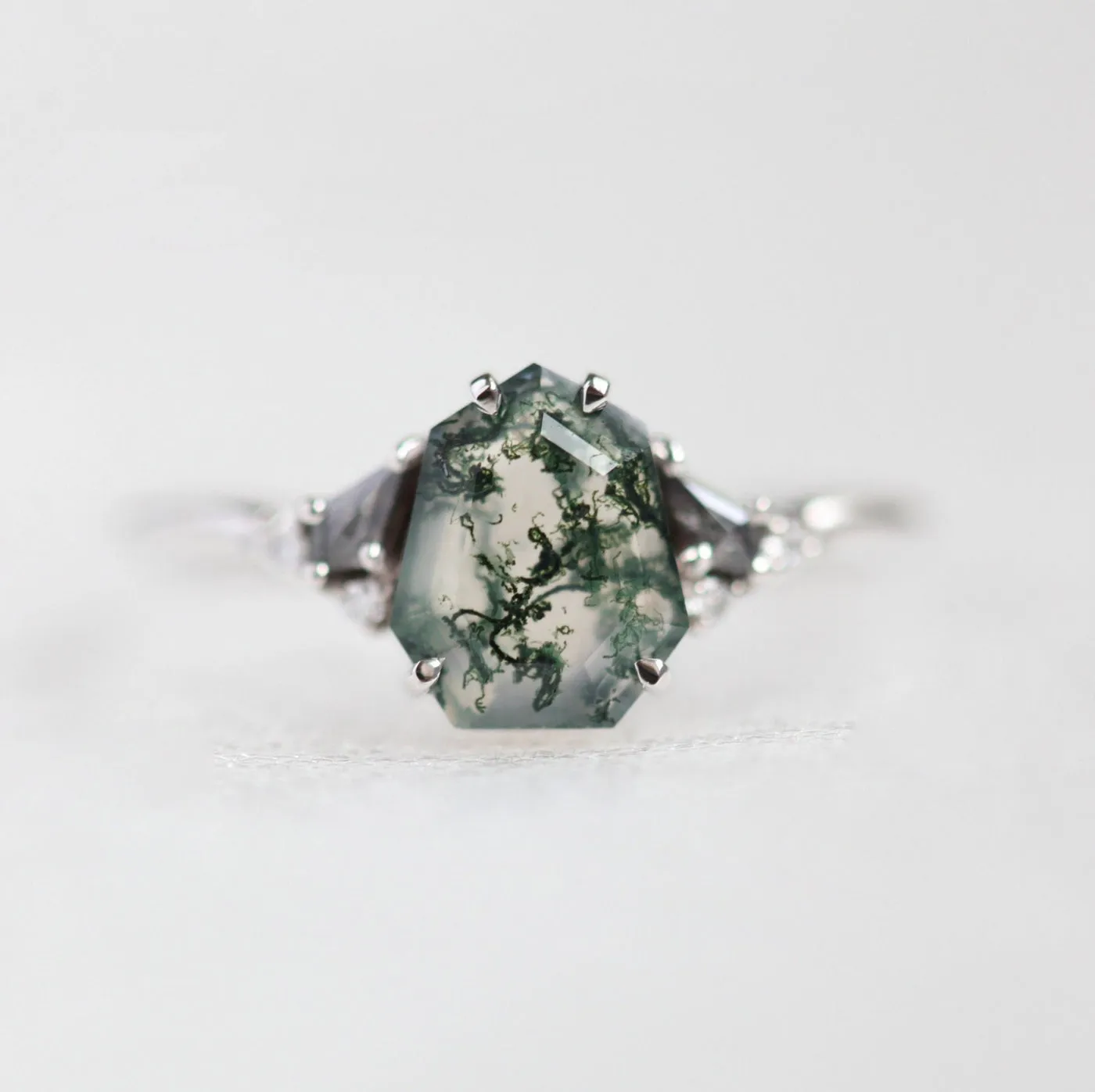 Eloise Heptagon Moss Agate Ring