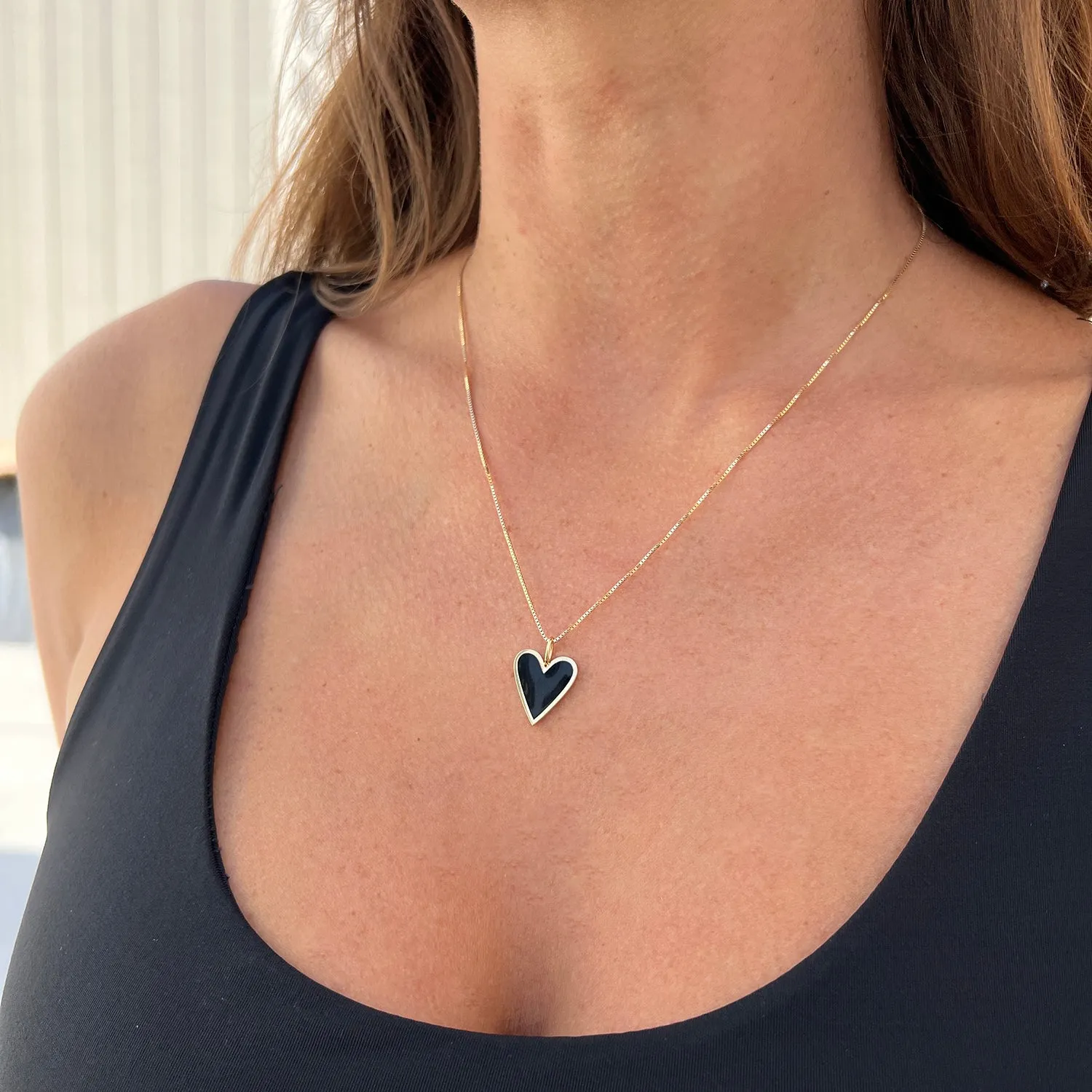 Enamel Elongated Heart Charm