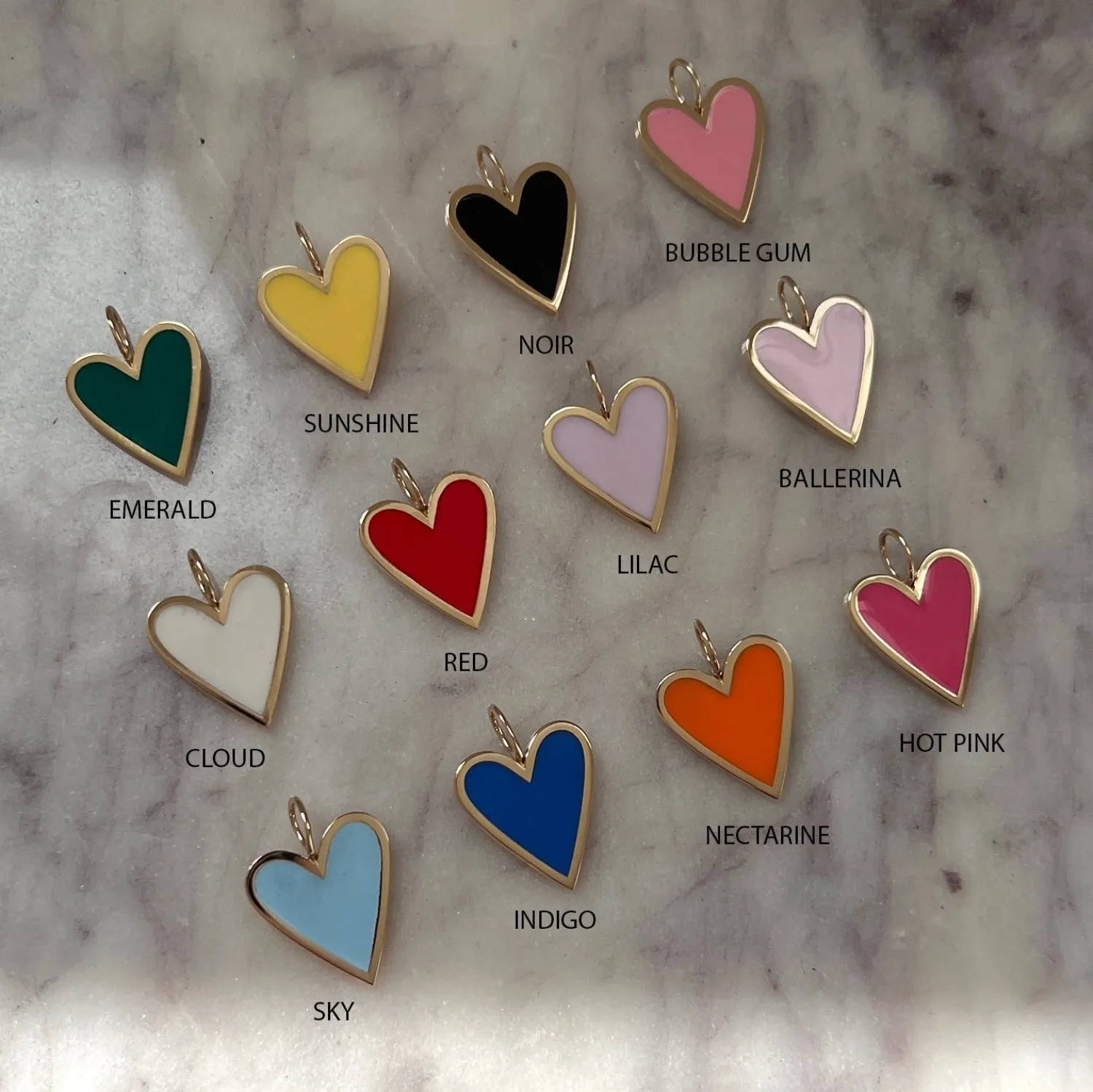 Enamel Elongated Heart Charm