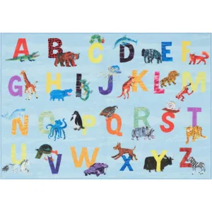 Eric Carle Elementary Alphabet Kids Machine Washable Area Rug