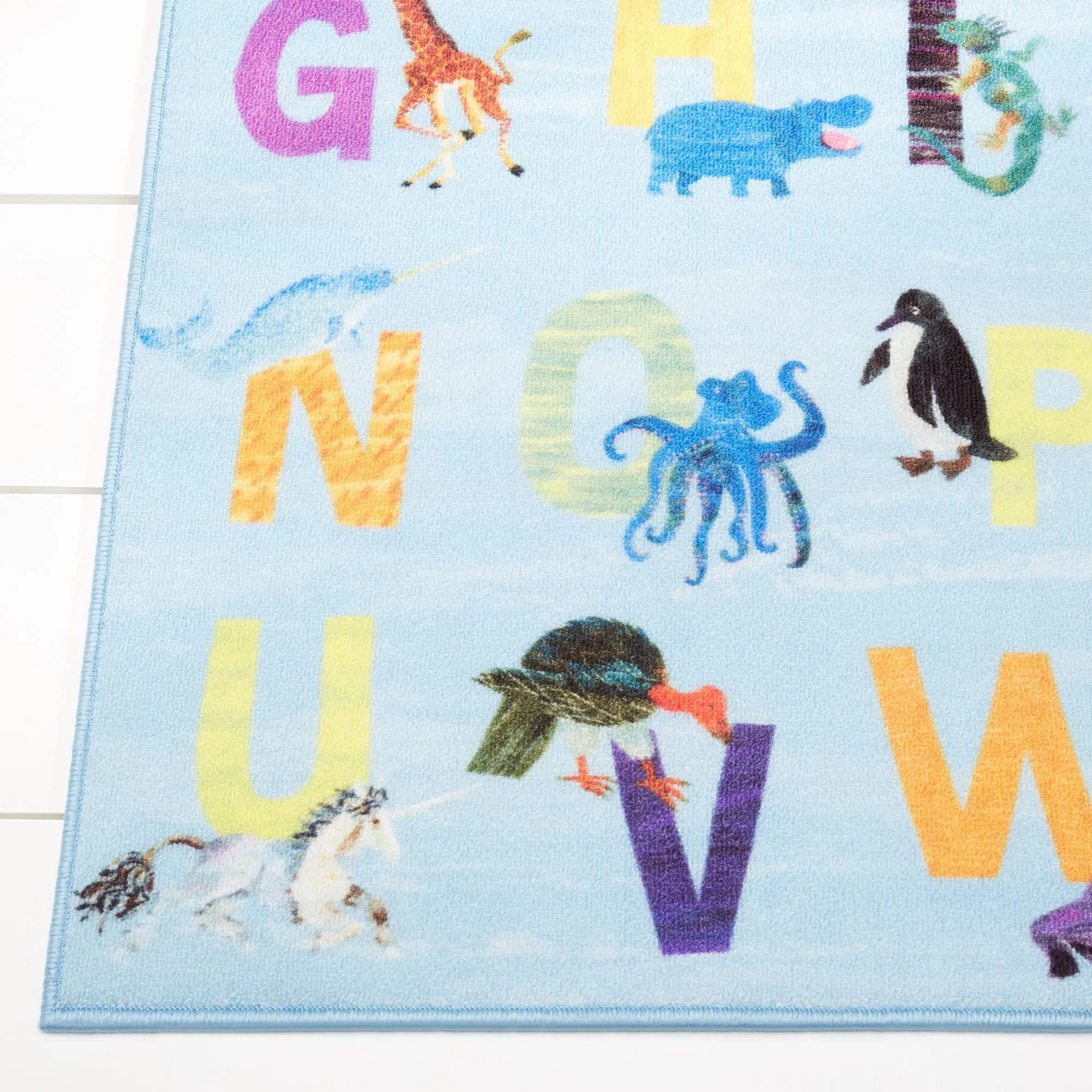 Eric Carle Elementary Alphabet Kids Machine Washable Area Rug