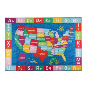 Eric Carle Elementary USA Map Kids Machine Washable Area Rug