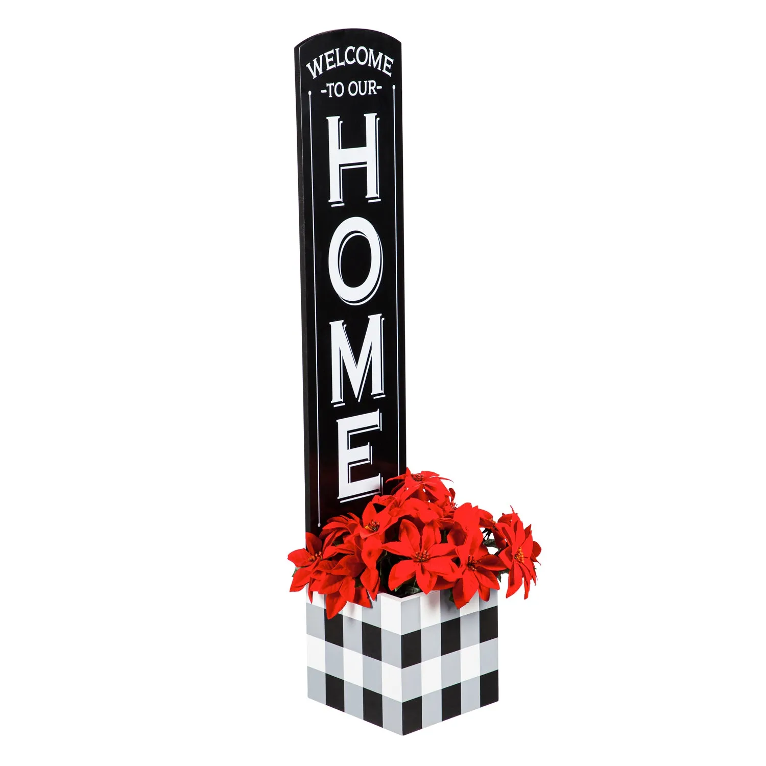 Evergreen Garden Accents,39.5"H Welcome Porch Décor with Built in Planter,7.87x8.46x39.56 Inches