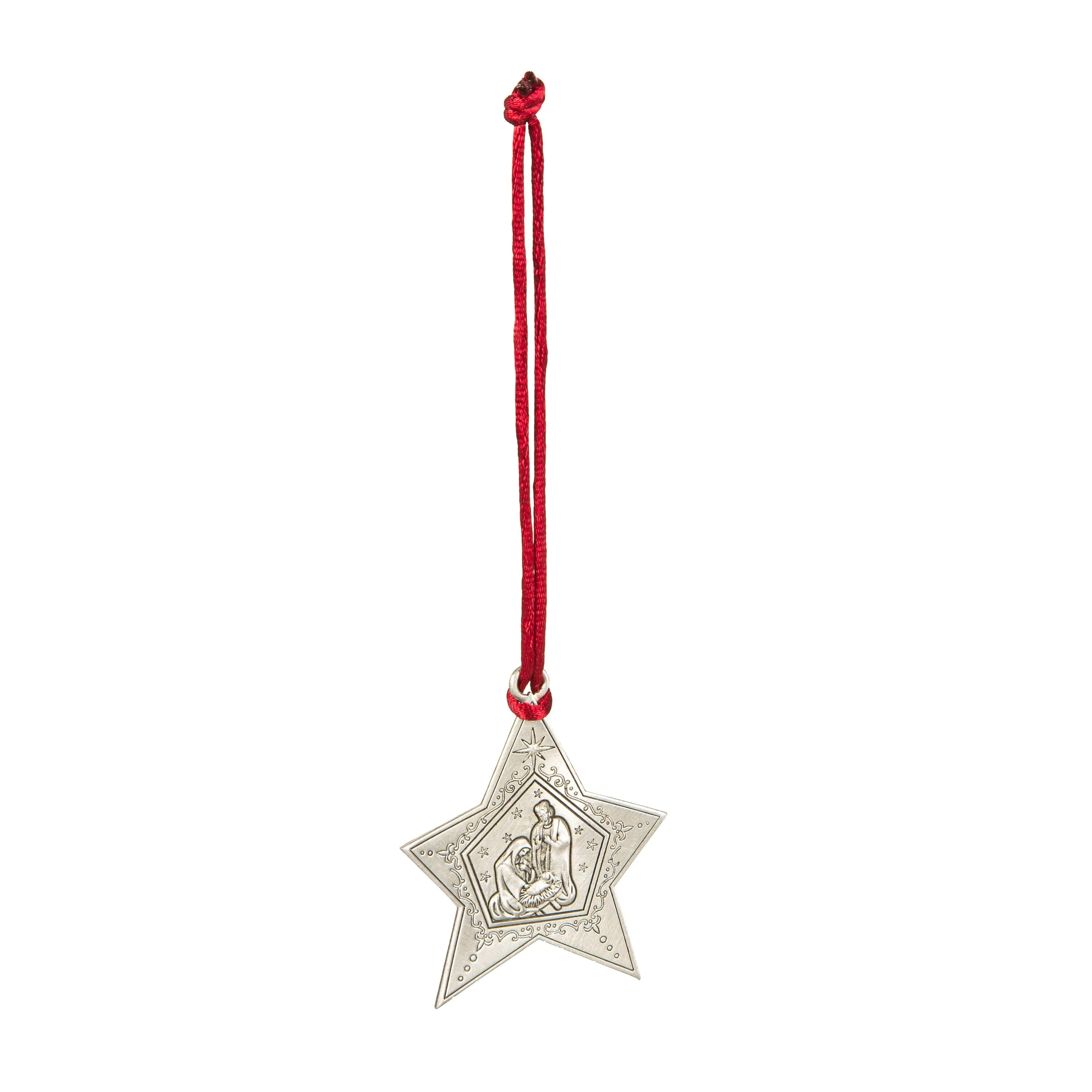 Evergreen Holiday Decorations,Solid Pewter Christmas Tree Ornament - Nativity,2.61x0.15x2.88 Inches