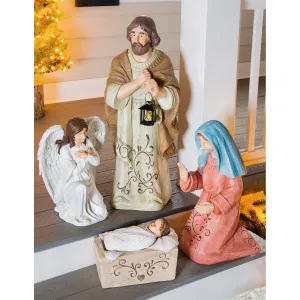 Evergreen Statuary,Statement Nativity Garden Statuary, Set of 3, Mary/Joseph/Jesus,13.39x32.09x12.99 Inches