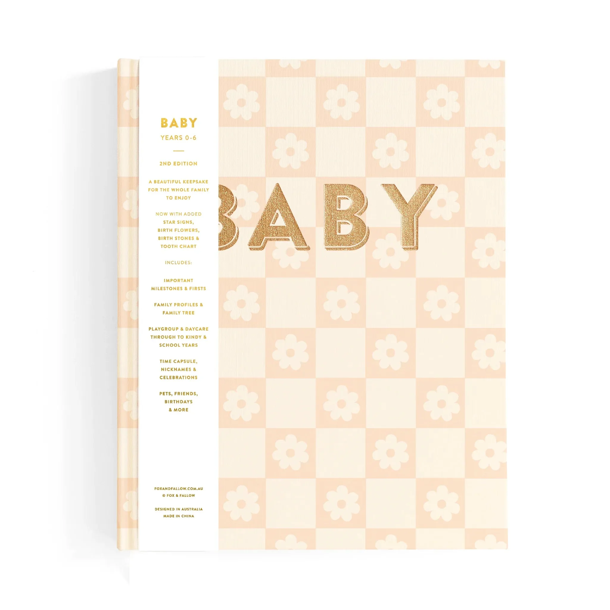 Fox & Fallow Baby Record Book - Pink Daisy Grid