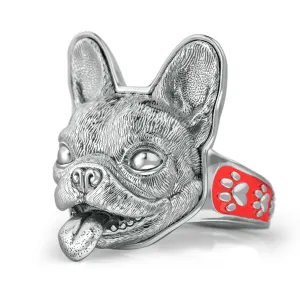 French Bulldog Face Enamel Ring