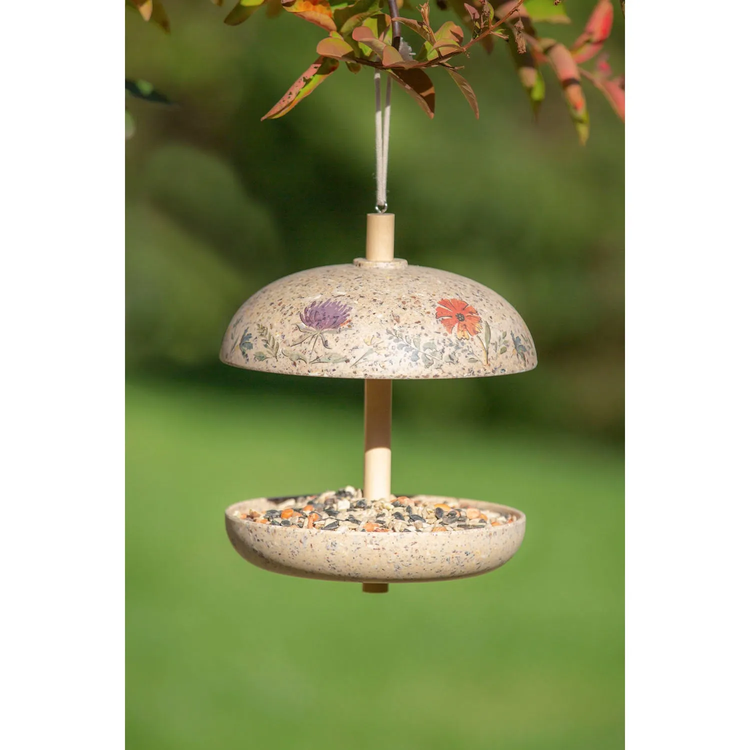 Full Circle Eco Conscious Staked/Hanging Bird Feeder with Wild Flower Decal,2bf7089