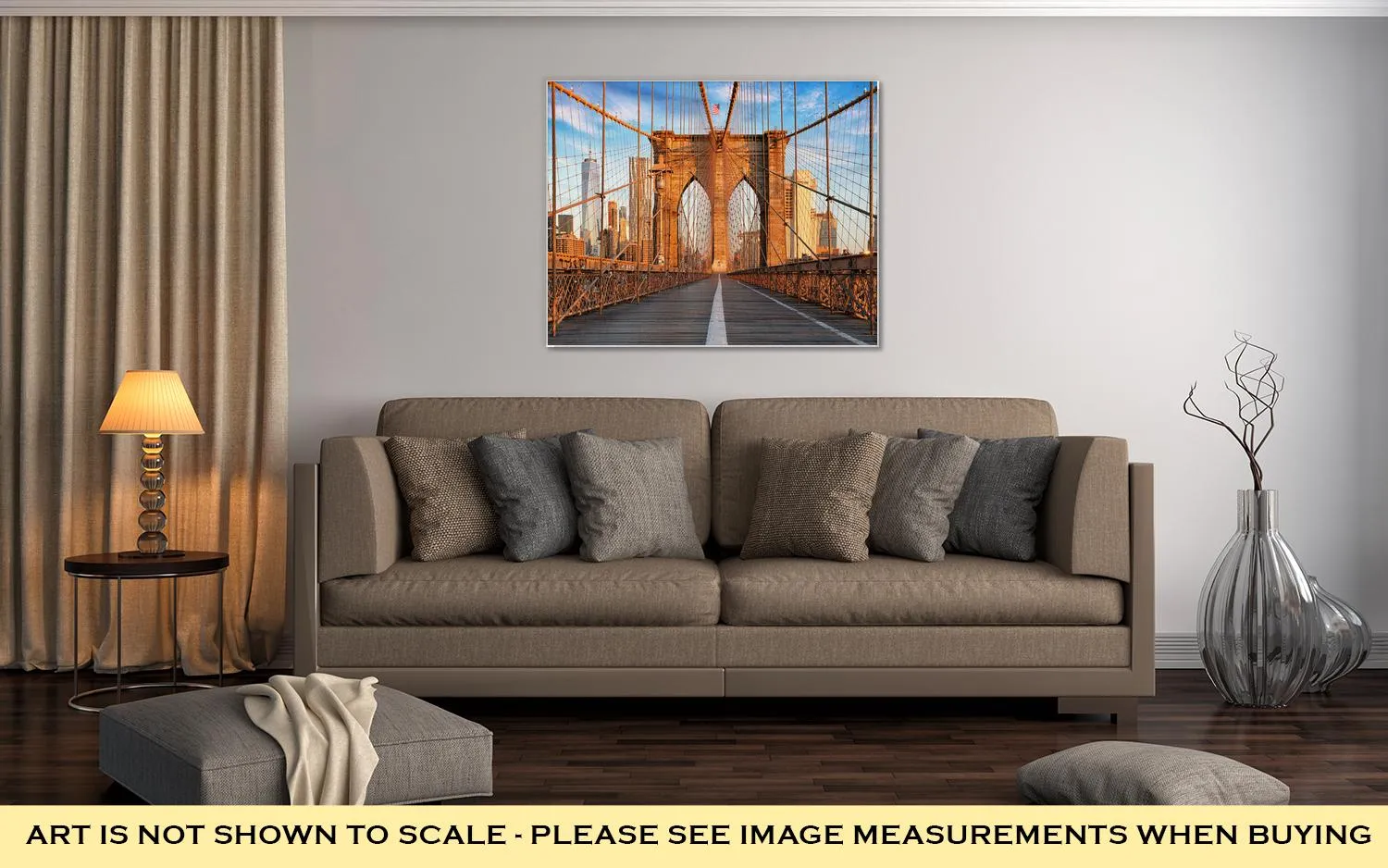 Gallery Wrapped Canvas, Brooklyn Bridge New York City Nobody At Sunrise