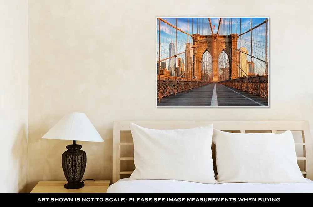 Gallery Wrapped Canvas, Brooklyn Bridge New York City Nobody At Sunrise