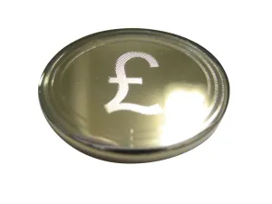 Gold Toned Etched Oval British Pound Sterling Currency Sign Pendant Magnet